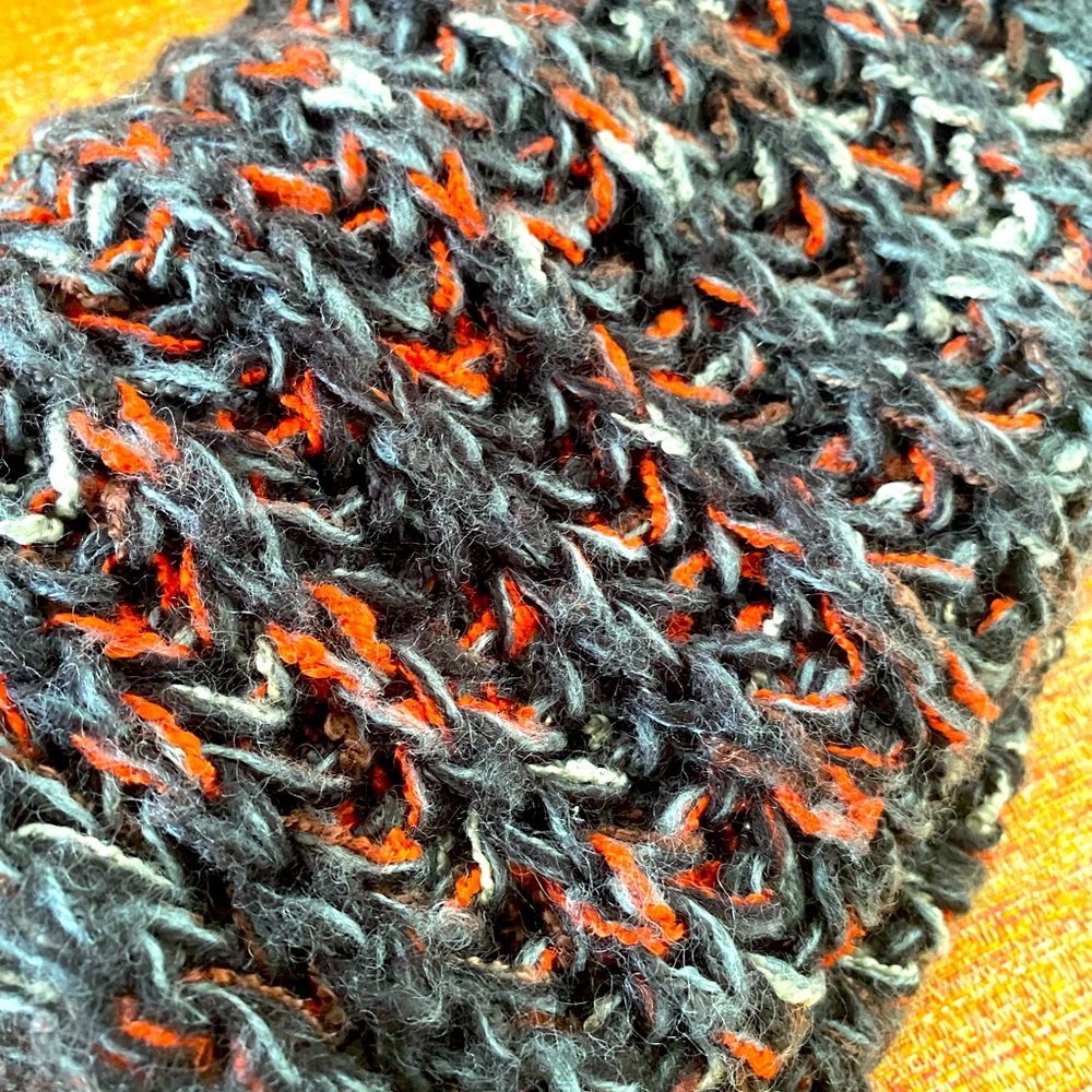 Black, grey, red infinity scarf, gently used